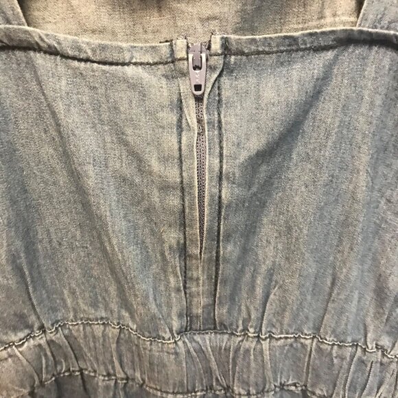 Bebe Romper Stone Denim Girls Med 10-12 Adjustable Straps Pockets Elastic Waist - Picture 5 of 7